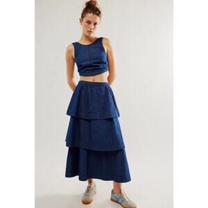 Free People Blue Skirt Set